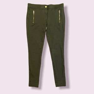LOFT side zip pocket ponte leggings pants in olive green.